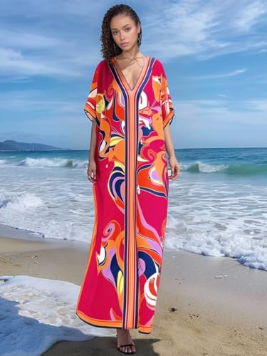 Cashew Flower Silk Caftan Women Vneck beach Cover up Caftans Kaftan for Women Loose Plus Size Caftan (B3)4