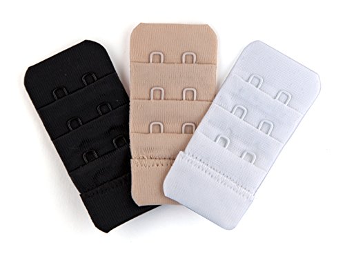 Fashion First Aid Brah! Extender: 2 Hook Bra Extenders for Women, Fits Standard 2 Hook Bras, Soft Microfiber Bra Strap Extender for Comfortable Daily Wear, 3-Color Pack with Black, White, & Beige