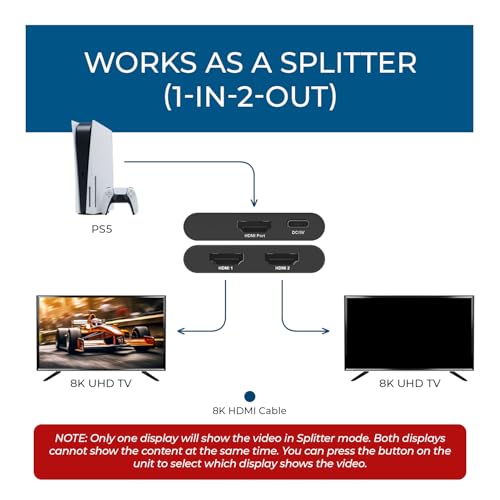 Image of OREI 8K Bi-Directional HDMI Switch 2x1 /1x2 - 8K@60Hz, 4K@60Hz, 40Gbps, HDCP 2.3, HDR10+, Dolby Vision (UHDS-212)