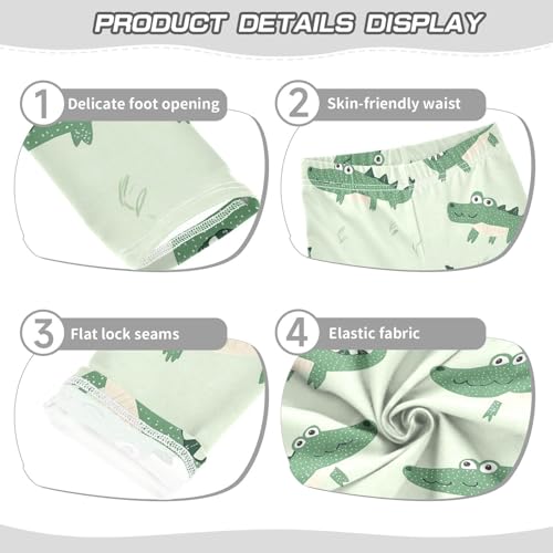 Crocodile Green Girls Leggings,Workout Leggings for Girls Toddler Athletic Legging Size for 3-10T3