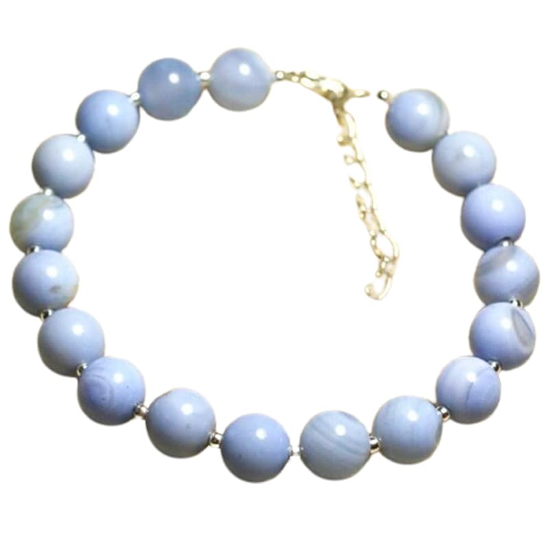 Pulsera ágata encaje azul 10 mm accesorio ideal para tus sesiones de yoga diario