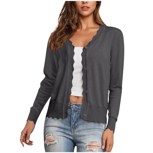 Women's Cardigan Sweater V Neck Lightweight Button Front Knit Tops - image 1