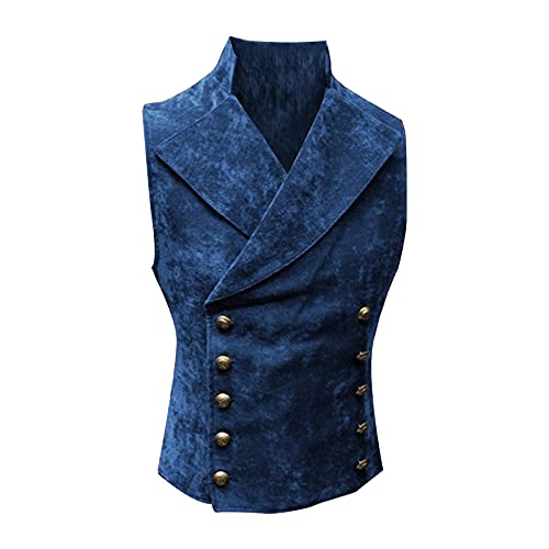 Men's Vintage Suit Vests Double Breasted Medieval Victorian Waistcoat Western Plus Size Party Prom Vest Jacket