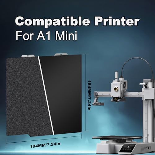 Image of 184x184mm Black Build Plate for A1 mini 3D Printer, Double Sided Textured PEI+Smooth PEI Flexible Spring Steel Platform Heated Printing Bed for Bambu Lab A1 mini 3D Printer