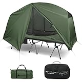 Gonex Camping Tent Cot for Adults, 1-Person Off-Ground Folding Portable Easy Set-up Tent Cot Combo Supports 350lbs for Hiking, Backpacking, Car & Motorcycle Camping(31.5' W X 78.7' L)-Army Green