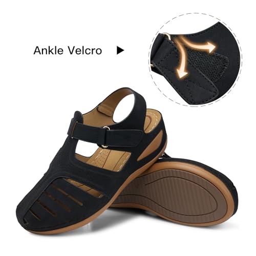 SHIBEVER Women's Wedge Sandals Summer: Closed Toe Sandals for Women Platform Dressy Wedge Size 5-112