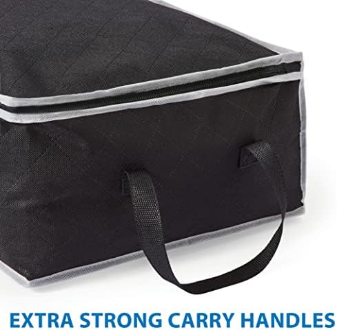 Clothes Storage Bag Foldable | Under Bed Storage Clothes Organiser | Black Storage Box With Zip Handles & Window | Large 90L for Duvets Blankets (90 Litre)