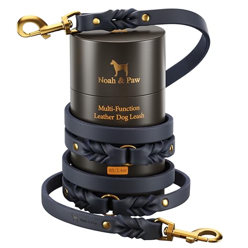 Laisse en cuir pour chien Noah & Paw 2,4 m réglable multi-position