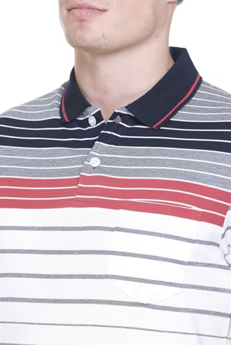 Image of SANE ORIGINALS T-Shirt for Men with Pocket || Textured Striped Polo for Men