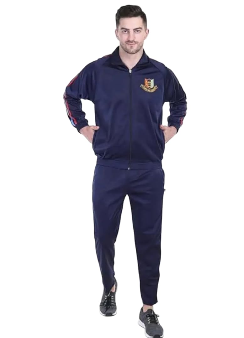 Men’s Sports Tracksuit Set | Zip-Up Jacket & Track Pants | Comfortable Gym, Running & Casual Wear Activewear Set (IN, Alpha, L, Regular, NAVYBLUE)-image-16