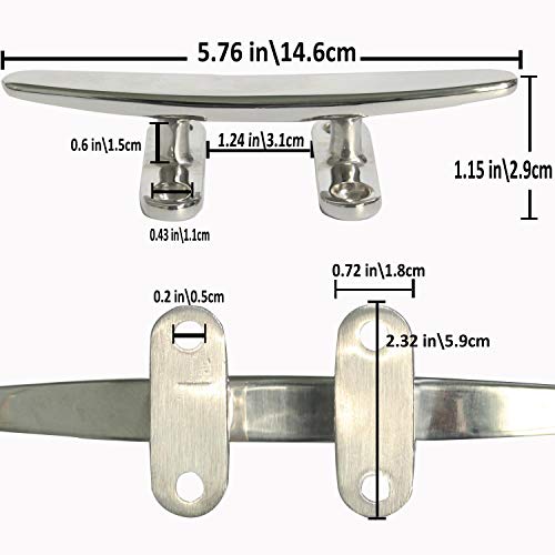 Zomchain Open Base Boat Cleat, 6 Inch Dock Cleat All 316 Stainless Steel Boat Mooring Accessories, Installation Accessories Bolts, Nuts And Screw (6 Inch-1Pcs) #TOP5