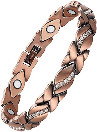 WELMAG® 99.9% Copper Bracelet for Women Magnetic Therapy Bracelets Pain Relief for Arthritis with 3500 Gauss Magnets Adjustable Tool
