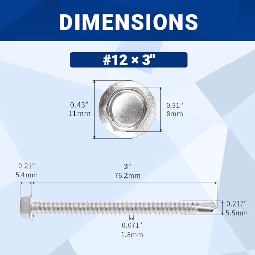 #12 x 3 Tornillos Hexag. de Arandela Self Drilling 50 pcs miniatura 2