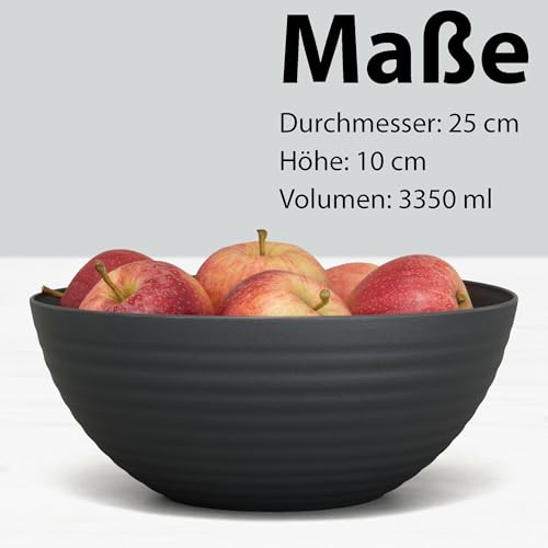 Hausfelder Set di 3 ciotole da 3,3 litri, ciotola da portata per snack, insalatiera plastica grande, infrangibile, ciotole per patatine, senza BPA, colore: antracite - immagine 6