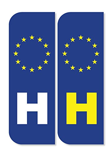 Landing Designs H Hungary Euro Car Number Plate Stickers 104Mm By 35Mm - Self Adhesive Vinyl - Weather Proof, Pack Of 2