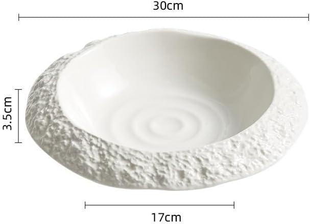 Dessert Plates Ceramic Plate Household Dish Creative Hotel Restaurant Tableware White Dinner Plate Snack Plate Dessert Plate(Large)