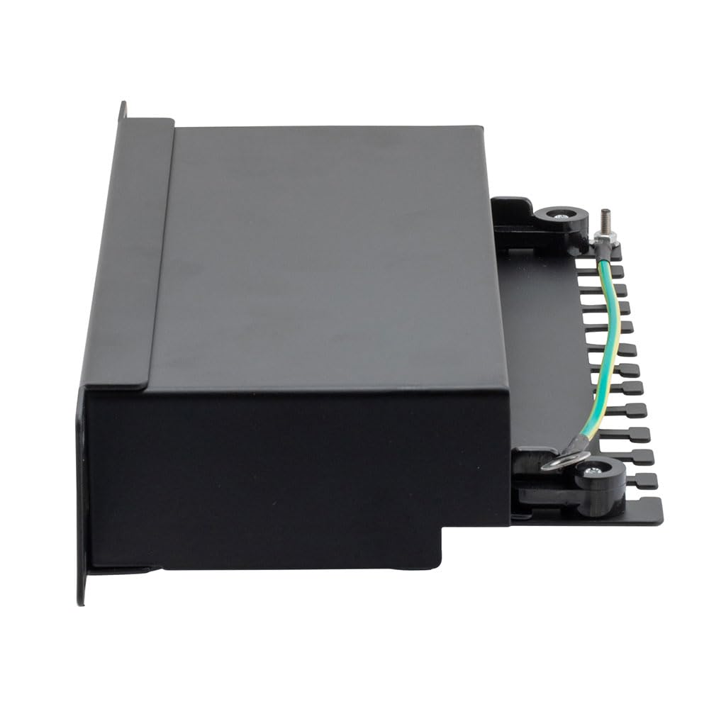 NavePoint 10 Inch Wide 12-Port CAT6 STP Patch Panel, 1U, Black