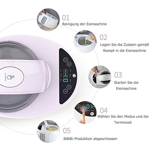 MNCYGJ Eismaschine Selbstkühlend Softeismaschine Für Zuhause, 1L Digitale Eismaschine Frozen Yogurt Maschine, Mit Intelligenten Termin- Und Kühlfunktionen Speiseeisbereiter – Bild 5