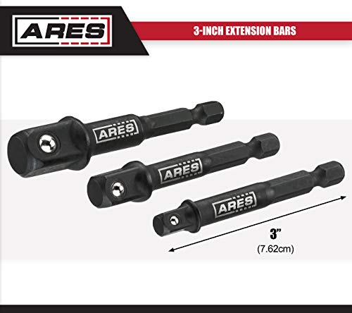 Ares 70000-3-Inch Impact Grade Socket Adapter Set - Turns Impact Drill Driver Into High Speed Socket Driver - 1/4-Inch, 3/8-Inch, And 1/2-Inch Drive #TOP1
