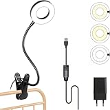 Foneso Lampe à pince, Lampe de lecture LED gradable 48 LED pour lit, 3 modes et 10 niveaux...