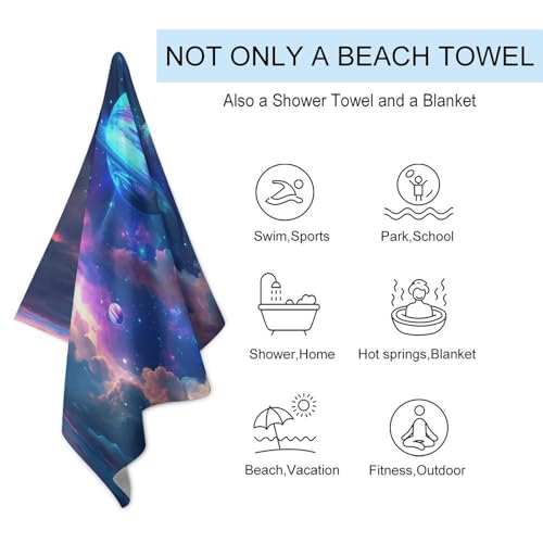 Serviette de plage pour voyage et natation Galactic Dreamscape - 4