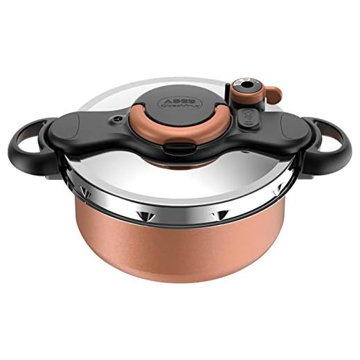 Seb ClipsoMinut' Duo 5L - Pentola a pressione, effetto rame, rivestimento antiaderente per tutti i fuochi, a induzione, produzione francese P4705101, tabacco/acciaio inox