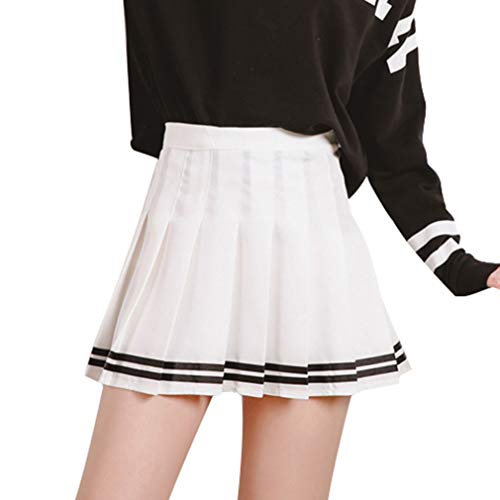 JiXuan Dulce Falda Plisada Mujeres Lindo Cintura Alta Mini Aline Sailor Skirt Harajuku School Girls Uniformes Falda