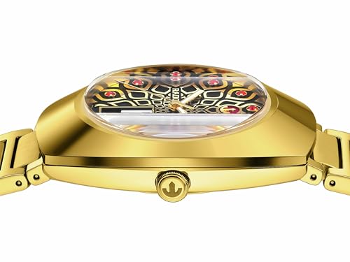 Rado - DiaStar Original Automatic - Men - Swiss Watch - Ultra-Shiny Yellow Gold couloured Ceramos and PVD Coated Stainless-Steel Case - Sapphire Crystal and Eleven Red Cubic Zirconia Dial - 80 hours of Power reserve - Automatic - 38 mm - Water Resistant down to 100 M3