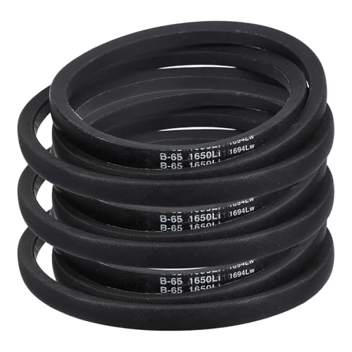 Image of Uxcell 3 Pack B65 Classic Wrapped V-Belt, 68 inch Outside Circumference, Black Rubber Timing Belt for Industrial Machinery Equipment