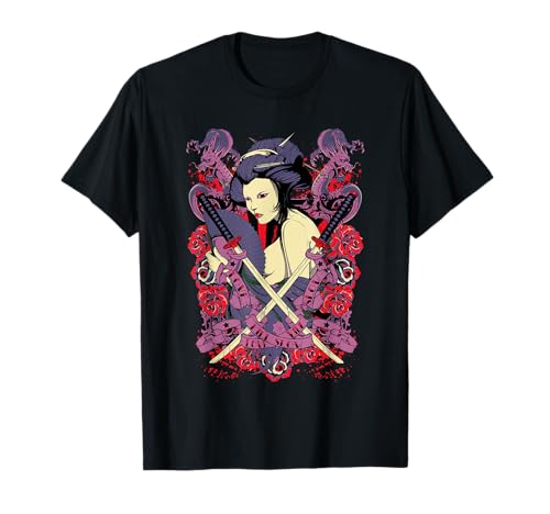 Camisa de geisha kawaii japonesa vintage para niña con kimono Camiseta
