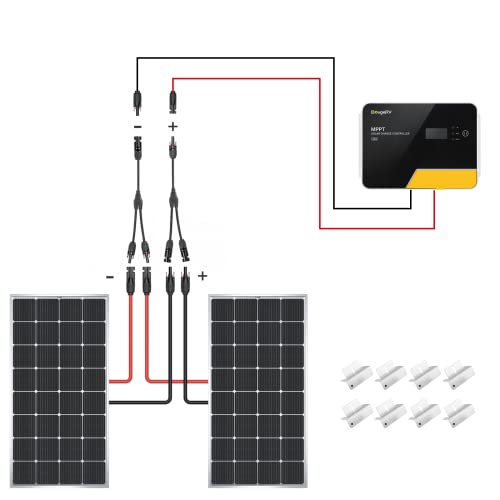 Bougerv 400 Watts 9Bb Cell (Two 200W Solar Panel) Solar Kit And 40A Negative Ground Mppt Controller #TOP20