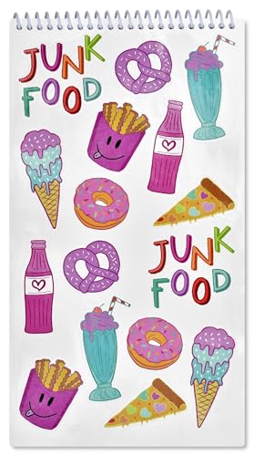 Image of iscream + Corey Paige Designs Fold and Send Girls Stationery - Candy Yum | 40 Pack, Fun Print, Spiral Bound, Large 10.5 inch x 5.75 inch Cards, Coordinating Sticker Sheets, Fold and Send, Summer Camp Ready