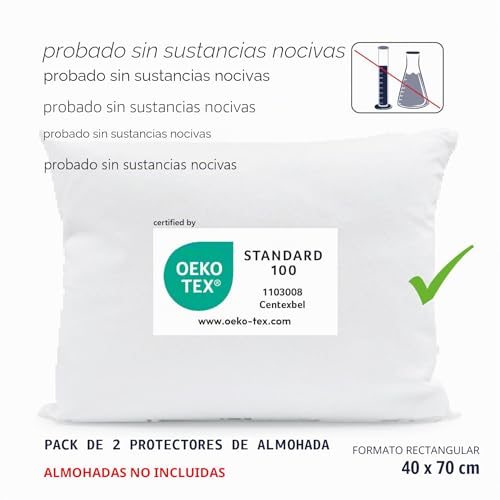 Miniatura 2 de Twillie - Funda De Almohada Impermeable 40x70 Cm - Juego De 2 - Alta Calidad Cert. Oeko-Tex - Aegis Protector De Almohada Hipoalergénico, Antiácaros, Antibacteriano, Antichinches 100 Polialgodón