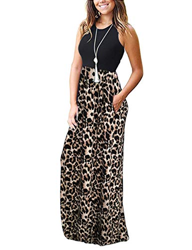 Molerani Women's Loose Plain Maxi Dresses Casual Long Dresses With Pockets (M, Spotted Pattern Leopard) #TOP1