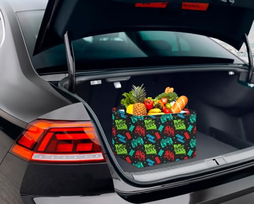 Image of CLOCOR Rectangular Storage Basket Empty,Gift Basket,Waterproof Storage Bin with Handles,Room Decor(Game On)
