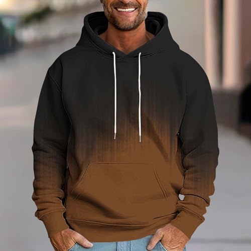 Mens Sweatshirts Gradient Pint Fleece Lined Hoodies Oversized Long Sleeve Winter Drawstring Hoodies with Pockets2