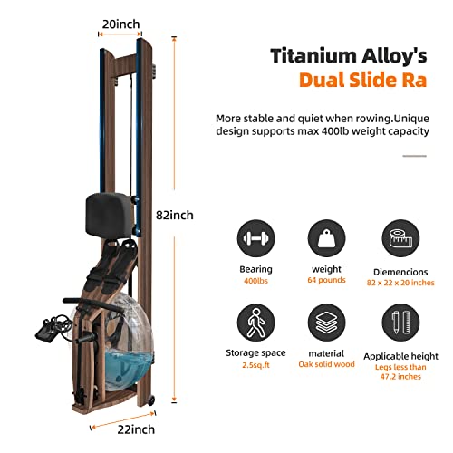 Wooden Water Rowing Machine For Home Use Wooden Water Rower With Bluetooth Monitor Home Gym Fitness Cadio Exercise Equipment Brown #TOP1