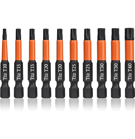10 Pièces Embouts Tournevis TS10 étoile (5 Lobes) - Longueur 50mm - Queue Hex 1/4" Magnétique