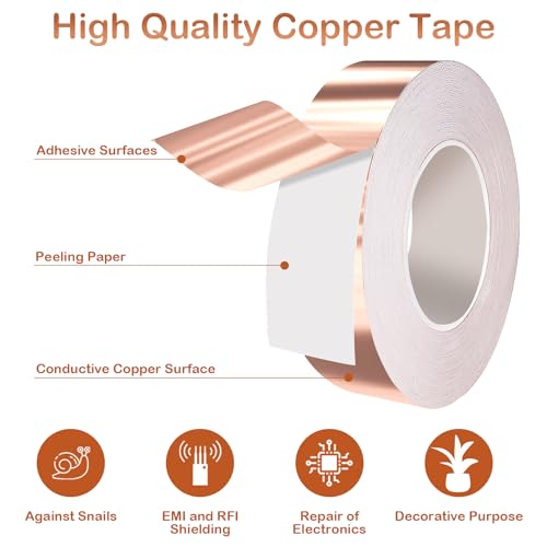 POFIBO Kupferband gegen Schnecken 50mm x 20m Selbstklebend Kupferband, Effektiver Schneckenabwehr Schneckenschutz für Hochbeete Balkone Gärten und Pflanzen – Bild 4