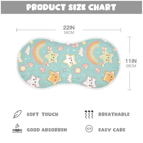 Bow Star Cartoon Cotton Baby Burp Cloths Good Absorbent Baby Feeding Cloth for Unisex Set of 2, 22x11in4