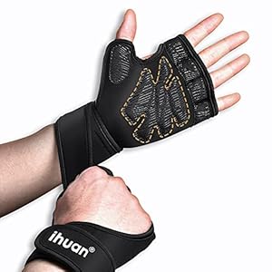 ihuan 2022 Weight Lifting Gym Workout Gloves with Wrist Wrap Support for Men & Women, Full Palm Protection, for…