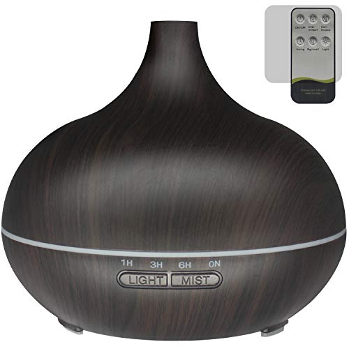 Essential Oil Diffuser 550ml Aroma Diffuser Humidifier with Remote Control,with 4 Timer 7 Color LED Lights Waterless Auto Shut-offr, Aromatherapy Diffuser with Auto Shut-Off Function
