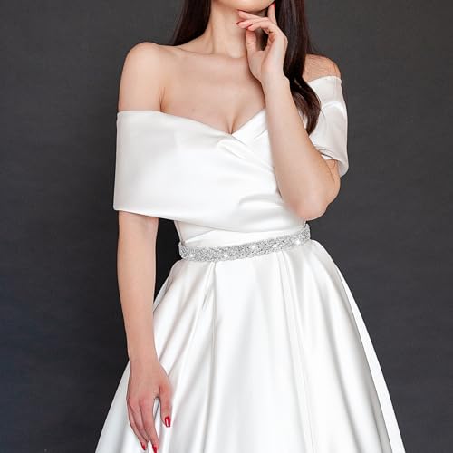 Dress Silver Belt 106.29 Inches Wedding Dress Belt for Bride Rhinestone Belts for Bride Formal Dresses Handcrafted Silver Crystal Bling Bridesmaids Weddings Belts for Women4