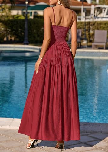 Image of KIRUNDO Maxi Dresses for Women 2026 Summer Sleeveless Spaghetti Strap Long Flowy Beach Vacation Dress Boho A Line Sundress