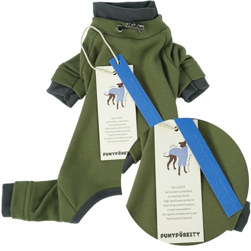 Klebriges Katzenhaar Kleidung, Pyjama für Katzen Pullover Warm für Katze Katzenoverall Fleece Jumper Katzenkostüm Mantel mit Rollkragen&Lange Ärmel für Katzen/Kitten(ArmeeGrün, S)