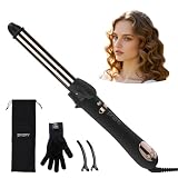 Picture of Prizm Nano Titanium Automatic Rotating Curling Iron 1 Inch Worldwide Dual Voltage Curling Wand 11 Temperature Hair Iron Effortless Curls Spinning Barrel LCD Display Negative Ions 360° Swivel Cord