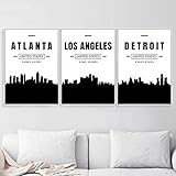 Yimesoy Weihnachten Leinwand Gemälde Paris Miami Chicago Boston Atlanta Detroit Stadtplan Kunst 3 Stück Nordic Poster Und Bilder Wohnzimmer Home Decor 12