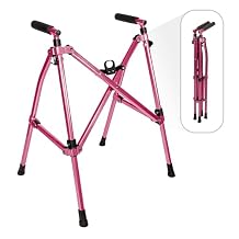 Stander Wonder Walker Lite Short, Lightweight Junior Folding Mobility Aid for Petite Adults, Seniors, and Elderly, Collapsible Travel Assistant with Rubber Feet for Support, Regal Rose