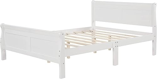 Miniatura 4 de Camas de plataforma tamaño Queen de madera maciza con cabecera y soporte de listones de madera para niños, niñas, adolescentes y adultos