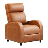 JUMMICO Recliner Chair Adjustable Home Theater Single Recliner Sofa Furniture with Thick Seat Cushion and Backrest Modern Living Room Recliners (Leather, Brown)